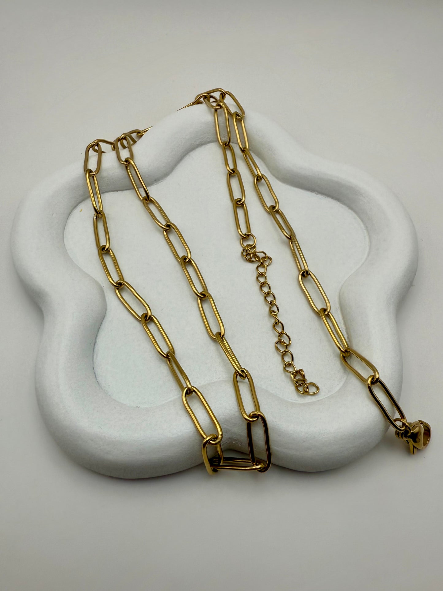 Chaîne Rectangulaire - Acier Inoxydable – 42 cm + rallonge 5 cm