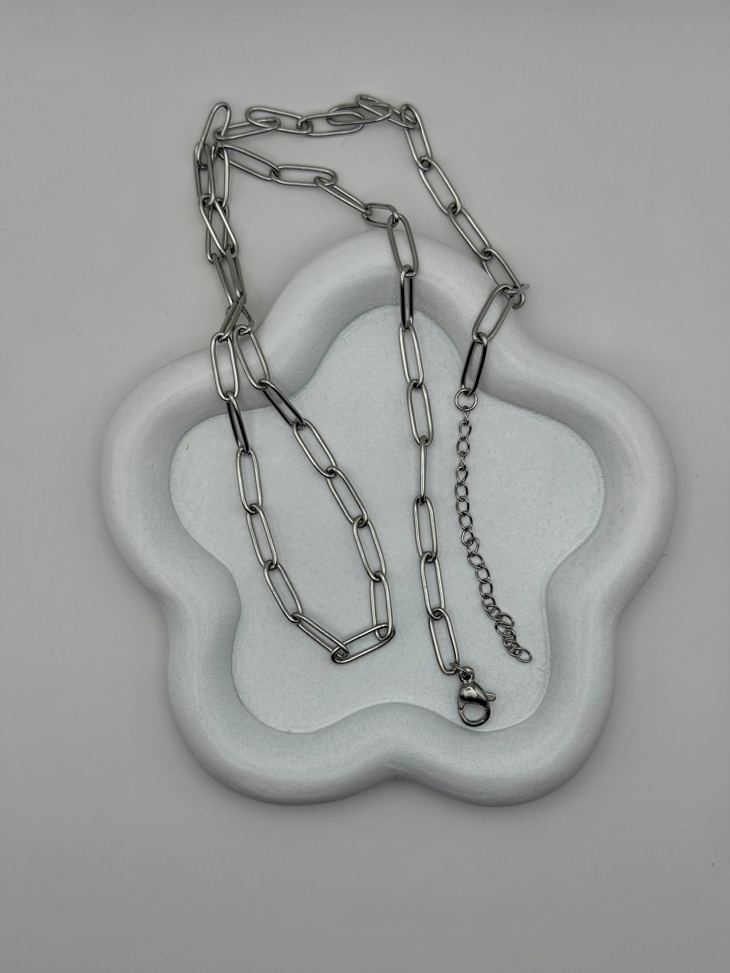 Chaîne Rectangulaire - Acier Inoxydable – 42 cm + rallonge 5 cm