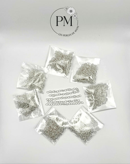 Lot de 20 Chaînettes Argent 50 à 70mm